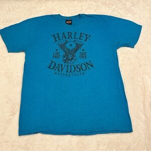Vintage Harley Davidson Blue Graphic T-Shirt Size XL